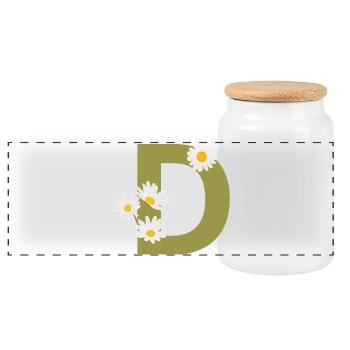 Lettre d vert marguerites - Boîte à biscuits avec couvercle en bois - blanc - Devant