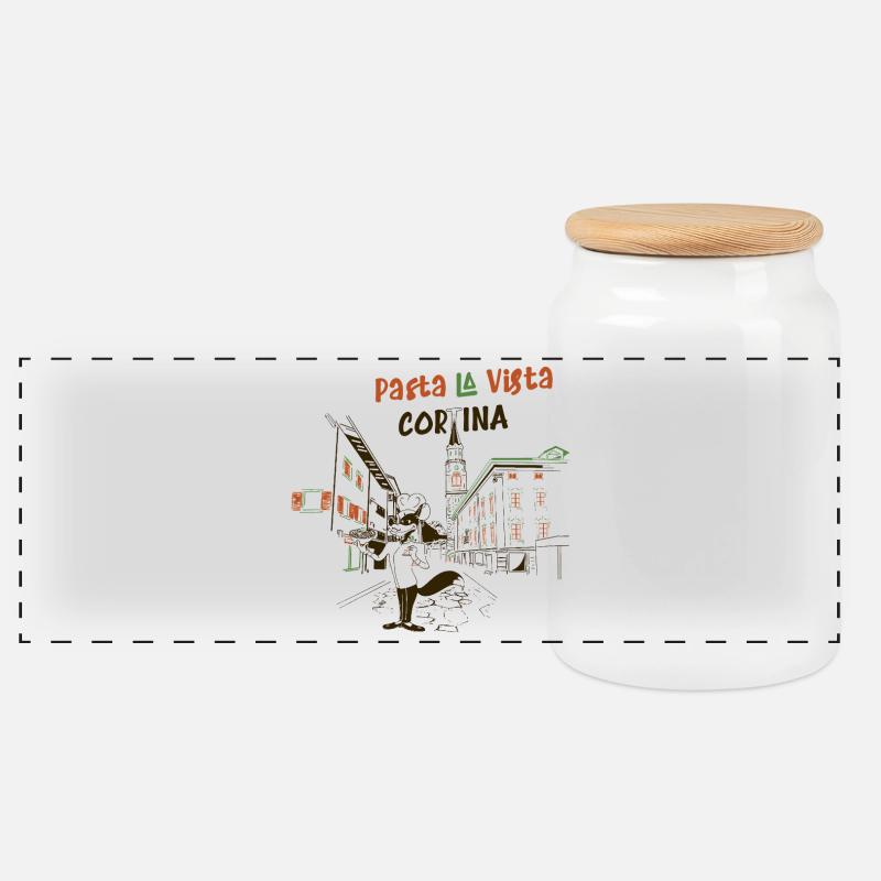 Pasta la Vista - Cortina - Boîte à biscuits avec couvercle en bois - blanc