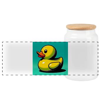 Duckling Duck Duck Duck - Panoramic Cookie Jar with Wooden Lid - white - Front