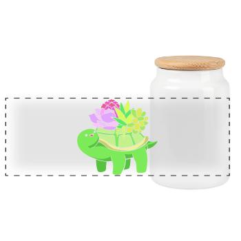 Plant Cactus Cacti - Panoramic Cookie Jar with Wooden Lid - white - Front