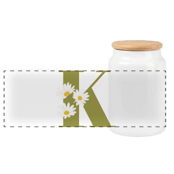 Lettre k vert marguerites - Boîte à biscuits avec couvercle en bois - blanc - Devant