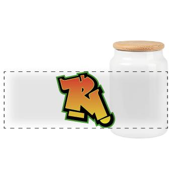 Graffiti Font Wildstyle 01 Letter 'R' - Panoramic Cookie Jar with Wooden Lid - white - Front
