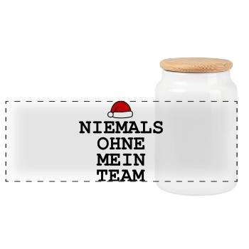 Never without My Team Christmas - Panoramic Cookie Jar with Wooden Lid - white - Front