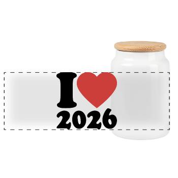 Happy New Year | I Love 2026 - Panorama Keksdose mit Holzdeckel - Weiß - Vorne