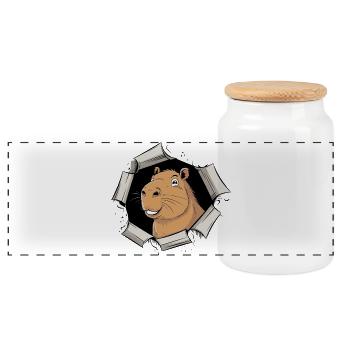 Bande dessinée Capybara – Percée pacifique - Boîte à biscuits avec couvercle en bois - blanc - Devant