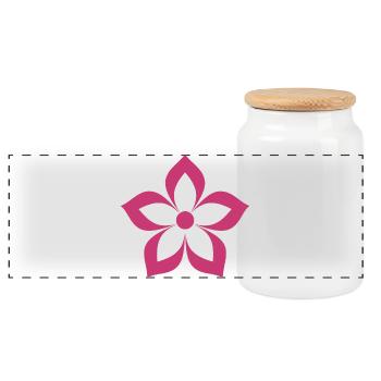 Flower magenta, pink - Panoramic Cookie Jar with Wooden Lid - white - Front