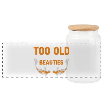 Never Too Old for Beautiful Koi Fish Humor - Panoramic Cookie Jar with Wooden Lid - white - Front