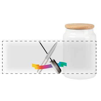 Outils de manucure avec illustration dégradée - Boîte à biscuits avec couvercle en bois - blanc - Devant