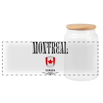 Souvenir Montreal, Montreal Canada - Panoramic Cookie Jar with Wooden Lid - white - Front
