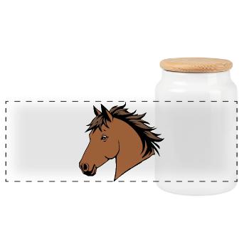 Chevaux T-shirt Cadeau Cavalier - Boîte à biscuits avec couvercle en bois - blanc - Devant