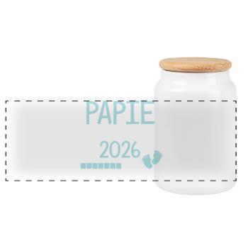 Papie en 2026 Cadeau Futur papy  - Boîte à biscuits avec couvercle en bois - blanc - Devant