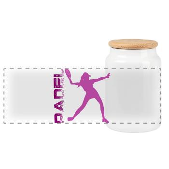 Padel - Panoramic Cookie Jar with Wooden Lid - white - Front