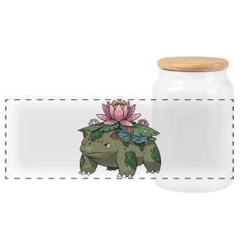 Lotus Turtle Dream - Panoramic Cookie Jar with Wooden Lid - white - Front