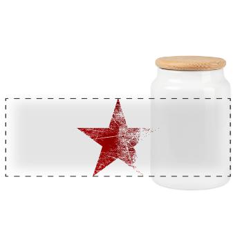 Roter Stern Used Look Kommunist Sowjetunion - Panorama Keksdose mit Holzdeckel - Weiß - Vorne
