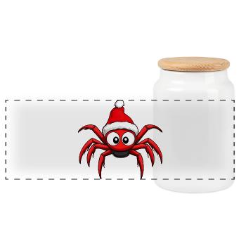 Araignée du Père Noël - Boîte à biscuits avec couvercle en bois - blanc - Devant