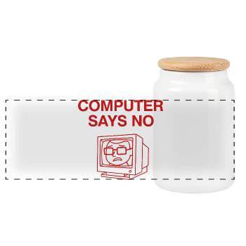 Retro Computer Says No Design - Panorama Keksdose mit Holzdeckel - Weiß - Vorne