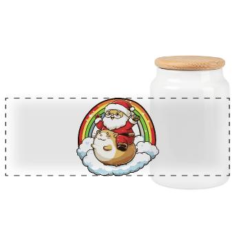 Hamster Weihnachtsmann Weihnachten - Panorama Keksdose mit Holzdeckel - Weiß - Vorne