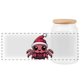 Tarantula Weihnachten Xmas - Panorama Keksdose mit Holzdeckel - Weiß - Vorne