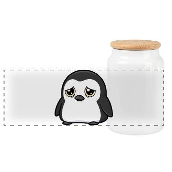 Süßer trauriger Pinguin Cartoon Freundschaft Einsa - Panorama Keksdose mit Holzdeckel - Weiß - Vorne