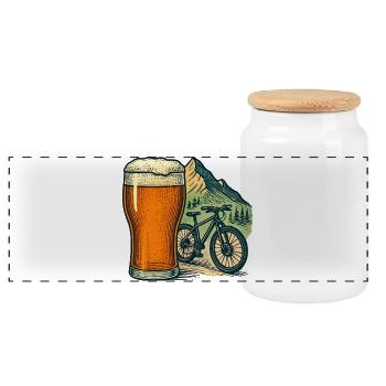 Beer Mountain Bike Mountain Landscape - Panoramic Cookie Jar with Wooden Lid - white - Front