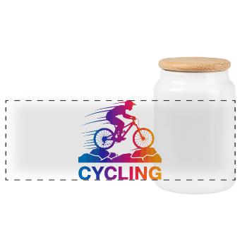 Saut de VTT arc-en-ciel - Boîte à biscuits avec couvercle en bois - blanc - Devant