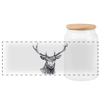 Cerf - Boîte à biscuits avec couvercle en bois - blanc - Devant