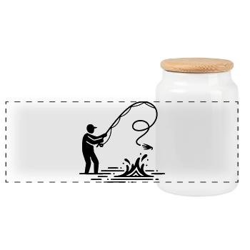 Vecteur de crachats pour pêcheurs à la mouche - Boîte à biscuits avec couvercle en bois - blanc - Devant