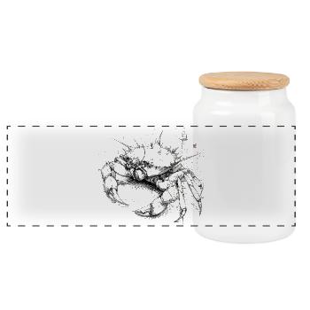 Gloomy Mechanical Crab Illustration - Panoramic Cookie Jar with Wooden Lid - white - Front