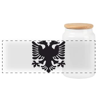Double Eagle Silhouette Albania - Panoramic Cookie Jar with Wooden Lid - white - Front