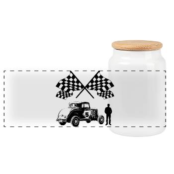 Voiture - Boîte à biscuits avec couvercle en bois - blanc - Devant