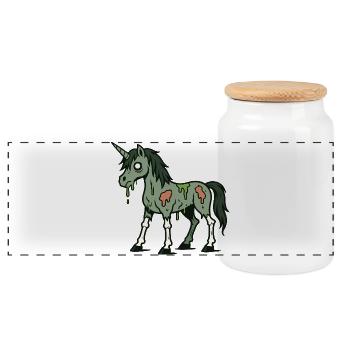 Licorne zombie en décomposition avec de la bave et des os - Boîte à biscuits avec couvercle en bois - blanc - Devant