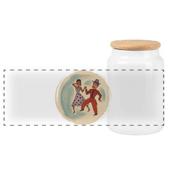 DANCER LOVERS #2 - nice people - Panoramic Cookie Jar with Wooden Lid - white - Front