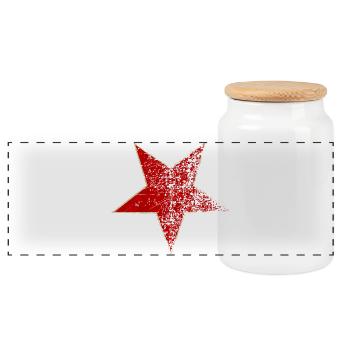 Étoile Vintage Étoile Rouge - Boîte à biscuits avec couvercle en bois - blanc - Devant