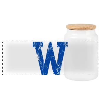 Retro-Sport mit dem Buchstaben - Panorama Keksdose mit Holzdeckel - Weiß - Vorne