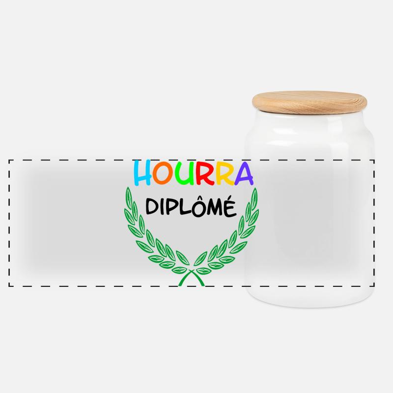 Diplôme Ourra - Boîte à biscuits avec couvercle en bois - blanc