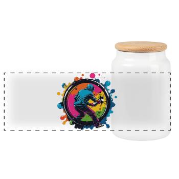 Graffiti in a colorful circle - Panoramic Cookie Jar with Wooden Lid - white - Front