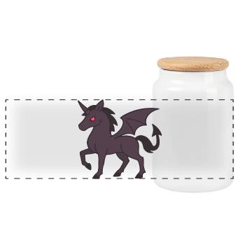 Licorne Démoniaque Sombre aux Ailes et aux Yeux Rouges - Boîte à biscuits avec couvercle en bois - blanc - Devant