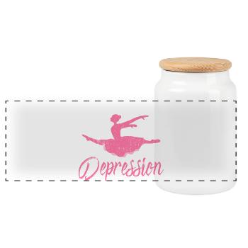 Dance Therapy for Depression Pink - Panoramic Cookie Jar with Wooden Lid - white - Front