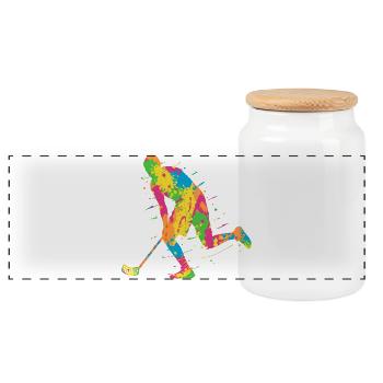 Unihockey Bunt Innebandy Salibandy Floorball - Panoramic Cookie Jar with Wooden Lid - white - Front