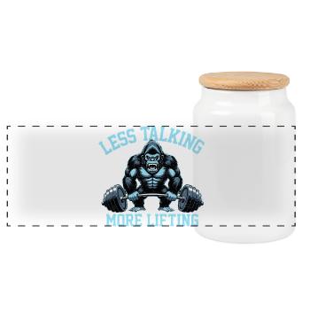 Cadeau de fitness Gorilla Gym - Boîte à biscuits avec couvercle en bois - blanc - Devant