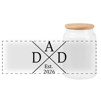 Dad Est. 2026 - Panorama Keksdose mit Holzdeckel - Weiß - Vorne