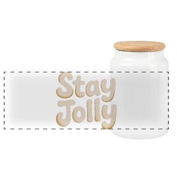 Stay Jolly Cozy Skript - Panorama Keksdose mit Holzdeckel - Weiß - Vorne