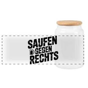 Saufen gegen Rechts - Cool Alkohol Logo - Boîte à biscuits avec couvercle en bois - blanc - Devant