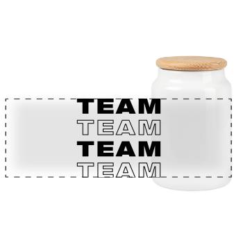 Équipe - Boîte à biscuits avec couvercle en bois - blanc - Devant
