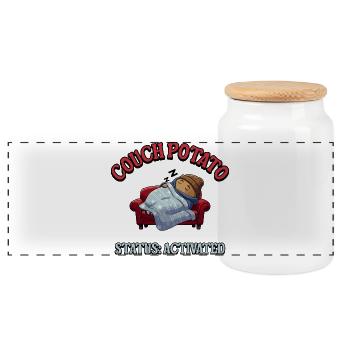 Couch Potato - Panoramic Cookie Jar with Wooden Lid - white - Front