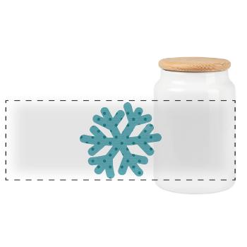 Points Flake de Neige Points décoration de Noël Hiver - Boîte à biscuits avec couvercle en bois - blanc - Devant