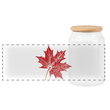 Maple leaf - Panoramic Cookie Jar with Wooden Lid - white - Front