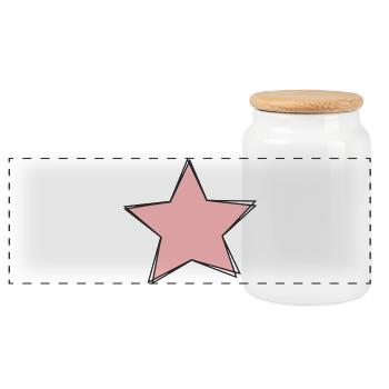 Pink Star Design - Panoramic Cookie Jar with Wooden Lid - white - Front