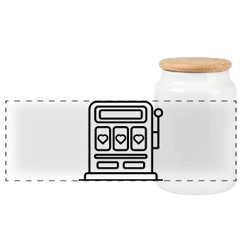 casino machine à sous  - Boîte à biscuits avec couvercle en bois - blanc - Devant