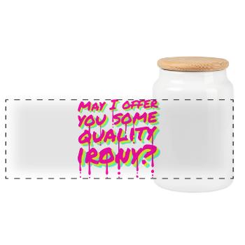 Puis-je vous offrir un peu d’ironie de qualité, Lustiger Spruch - Boîte à biscuits avec couvercle en bois - blanc - Devant